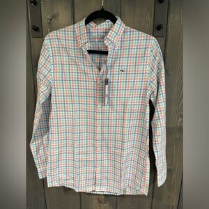 NWT Vineyard Vines Boys Poplin Whale Shirt Sz L (16)